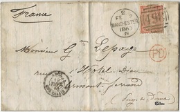 GRANDE - BRETAGNE - LETTRE AFFRANCHIE N°25 - CAD - 2 FEV MANCHESTER 1863.N - Cartas & Documentos