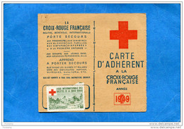 Carte D'adhérent Croix Rouge 1949+Vignette  Afférente-ligue Internationale Des Stés Croix Rouge - Croce Rossa
