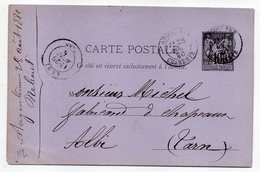 1880--entier Carte Postale  SAGE 10c Noir -cachet  ANGOULEME --Charente   ---ALBI - Tarn-- - Cartes Postales Types Et TSC (avant 1995)