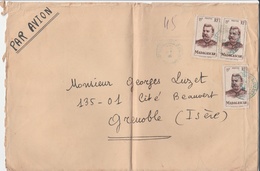 Madagascar Let Grand Format Tananarive Tsaralalana 14-5-1949 To Grenoble, Affr Yv316 (x3),  Verso Cad Tananarive, Etat B - Briefe U. Dokumente