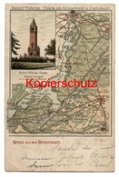 Berlin - Grunewald 1903, Kaiser Wilhelm-Turm Mit Landkarte, Nach Rixdorf - Grunewald