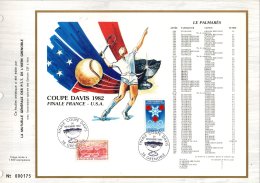 FRANCE - Encart De La Coupe Davis De Tennis De 1982 - Lettres & Documents