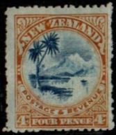 New Zealand 4d, 19072 Perf 14, MH (large Hinge Remains) - Unused Stamps