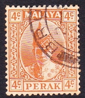 Malaysia-Perak SG 107 1939 Sultan Iskandar, 4c Orange, Used - Perak