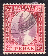 Malaysia-Perak SG 115 1938 Sultan Iskandar, 25c Dull Purple And Scarlet, Used - Perak