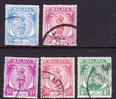 Malaysia-Perak SG 132-143 1952 Sultan Shah 5 Values, Used - Perak