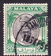 Malaysia-Perak SG 139 1950 Sultan Shah 20c Black And Green, Used - Perak