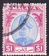 Malaysia-Perak SG 146 1950 Sultan Shah $ 1.00 Blue And Purple, Used - Perak