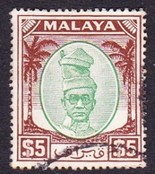 Malaysia-Perak SG 148 1950 Sultan Shah $ 5.00 Green And Brown, Used - Perak