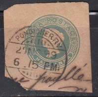 CDS On Piece Stationery 'PONDICHERRY' /British East India Used Abroad, French, - Usati