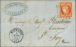 PC 1885 / N° 5 Belles Marges Càd T 15 MARMANDE (45) 5 AOUT 54 Sur Lettre 2 Ports Pour Ste Foy (tarif Du 1er Juillet 1854 - 1849-1850 Ceres