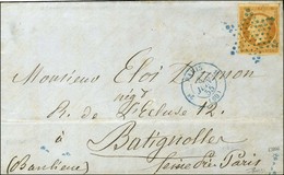 Etoile Bleue / N° 13 Càd Bleu PARIS (60) Sur Lettre Pour Les Batignolles Au Tarif Des Recettes Réunies. 1855. - TB / SUP - 1853-1860 Napoléon III.