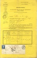 PC / N° 14 Càd T 15 RODEZ (11) Taxe 30 DT Pour Timbre Ayant Déjà Servi + Procès Verbal De Saisie. 1857. - TB. - 1853-1860 Napoléon III.
