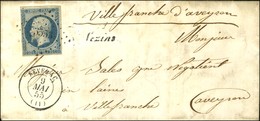 PC 3553 / N° 14 Càd T 15 SEVERAC (11) Cursive 11 / Vezins Sur Lettre Avec Texte Daté De Segur Pour Villefranche. 1855. - - 1853-1860 Napoleon III