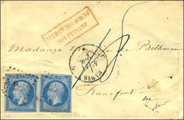 Losange F / N° 14 Bleu Sur Lilas (2) Càd F PARIS F Sur Lettre Insuffisamment Affranchie Pour Francfort. 1858. - TB. - 1853-1860 Napoleon III