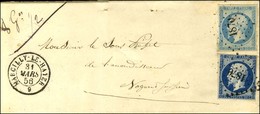 PC 1870 / N° 14 Bleu Clair + N° 14 Bleu Foncé Càd T 15 MARCILLY-LE-HAYER 9 Sur Lettre 2 Ports (mention 8gr 1/2). 1856. - - 1853-1860 Napoleone III