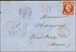 Losange DS 2 / N° 17 Càd (DS 2) PARIS (DS 2) 60 Sur Lettre Pour Vera Cruz. 1859. - TB / SUP. - 1853-1860 Napoleon III