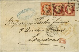 PC 1896 / N° 16 (def) + 17 (2) Càd 4 MARSEILLE 4 (12) Sur Lettre 5 Ports Pour Londres. 1857. - TB. - R. - 1853-1860 Napoleon III