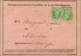 GC 4014 / N° 20 (2) Sur Avis De Réception Pour La Tremblade. 1867. - TB / SUP. - 1862 Napoléon III.