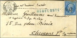 GC 602 / N° 22 Càd T 15 BRASSAC-LES-MINES (62) Griffe De Gare Bleue MEGECOSTE Sur Lettre Avec Texte Daté 1865. - TB / SU - 1862 Napoléon III