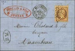 GC 2364 / N° 23 Càd T 15 MIRAMBEAU / BOÎTE MOBILE + BM Sur Lettre Avec Texte Daté De Jonzac Pour Mirambeau. 1868. - TB / - 1862 Napoléon III.