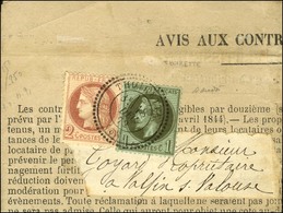 Càd T 24 THOIRETTE (38) / N° 25 + 51 Sur Avis Au Contribuable Adressé Sous Bande. 1872. - TB. - 1863-1870 Napoleone III Con Gli Allori