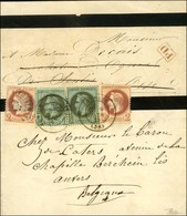 Càd PARIS / BT BEAUMARCHAIS / N° 51 Sur Imprimé Complet Sous Bande Pour Senlis Réexpédié En Belgique à L'aide De 2 N° 25 - 1863-1870 Napoleon III With Laurels