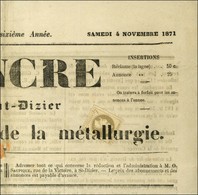 Oblitération Typo / N° 27 Sur Journal Entier L'Ancre De St Dizier Daté Du 4 Novembre 1871. - TB. - R. - 1863-1870 Napoleone III Con Gli Allori