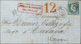GC 3112 / N° 29 Càd T 15 RENNES (34) Sur Lettre Insuffisamment Affranchie Pour Malaga, Taxe Tampon 12 Rouge. 1868. - TB. - 1863-1870 Napoléon III. Laure