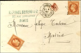 Etoile 1 / N° 31 (2) Càd Octo De Lev Ex PARIS / PL. DE LA BOURSE E2 Sur Lettre Pour Madrid. 1869. - TB. - 1863-1870 Napoléon III Lauré