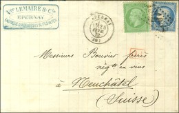 GC 1397 / N° 35 + 60 Càd T 17 EPERNAY (49) Sur Lettre Pour Neuchâtel. 1872. - TB. - 1870 Beleg Van Parijs