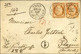 Càd PARIS / PL. DE LA BOURSE / N° 38 (2) Sur Lettre Recommandée Pour Prague. 1877. - TB / SUP. - 1870 Belagerung Von Paris