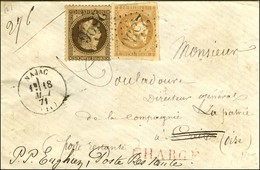 GC 2596 / N° 30 + 43 Càd T 16 NAJAC (11) 18 MAI 71 Sur Lettre Chargée Adressée à La Cie La Patrie à Creil Réexpédiée Pos - 1870 Ausgabe Bordeaux