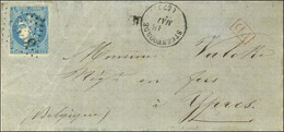 GC 3463 / N° 46 Càd T 16 STEENVOORDE (57) Sur Lettre Adressée Au Tarif Frontalier Pour Ypres, Au Verso Càd De Passage FR - 1870 Emissione Di Bordeaux