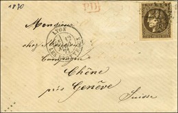 GC 2145 / N° 47 Càd LYON / LES BROTTEAUX Sur Lettre Pour Genève. 1871. - TB / SUP. - 1870 Emissione Di Bordeaux