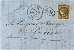 GC 1648 / N° 47 Belles Marges Càd T 17 GEX (1) Sur Lettre Avec Texte Daté De Morez Du Jura Remise à La Boîte Mobile Pour - 1870 Ausgabe Bordeaux