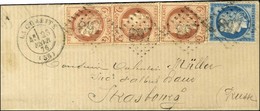 GC 897 / N° 51 (3) + 60 Càd T 17 LA CHARITE (56) Sur Lettre Pour Strasbourg (Prusse). 1876. - TB / SUP. - R. - 1871-1875 Ceres