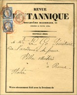 Cachet Rouge Des Imprimés PD / N° 52 + 60 Paire Sur étiquette Imprimée De La Revue Britannique Adressée Au 9ème échelon  - 1871-1875 Ceres