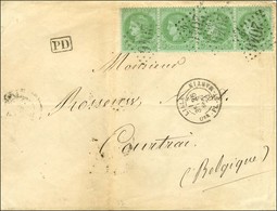 GC 2046 / D / N° 53 Bande De 4 Càd LILLE / Qer-PL-ST-MARTIN Sur Lettre Au Tarif Frontalier Pour Courtrai. 1872. - TB / S - 1871-1875 Cérès