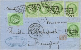 GC 2240 / N° 53 (6, 1 Ex Def) Càd T 17 MARSEILLE (12) Sur Lettre Pour Bourgdorf (Suisse), Au Verso Càd D'arrivée. 1874.  - 1871-1875 Cérès