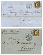 Lot De 2 Lettres Affranchies Avec N° 57 Obl Càd Dont MARSEILLE / BOITE MOBILE. - TB. - 1871-1875 Ceres