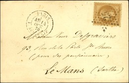 Etoile 25 / N° 28 Càd PARIS / R. SERPENTE 14 OCT. 70 Sur Carte Pour Le Mans. Au Verso, Càd D'arrivée 21 OCT. 70. LE JEAN - War 1870