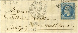 Etoile 35 / N° 29 Càd PARIS / MINISTERE DES FINANCES 15 OCT. 70 Sur Lettre Pour Le Mas-d'Azil, Au Verso Càd De Passage B - Oorlog 1870