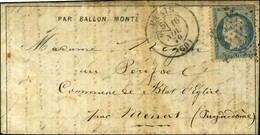 Etoile / N° 37 Càd PARIS (60) 16 NOV. 70 Sur Dépêche-ballon N° 6 Pour Menat (Puy De Dôme), Au Verso Càd D'arrivée 27 NOV - Oorlog 1870