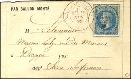 Lettre Avec Texte Daté De Paris Le 15 NOV. 70 Pour Dieppe, Càd T 17 LUZARCHES (72) 20 NOV. 70 (1e Levée) / N° 29, Au Ver - War 1870