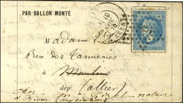 Etoile 6 / N° 29 Càd PARIS / SENAT 19 NOV. 70 Sur Lettre PAR BALLON MONTE Pour Moulins Réexpédiée à Riom. Au Verso, Càd  - Guerra Del 1870