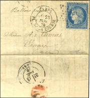 Etoile 1 / N° 37 Càd PARIS / PL. DE LA BOURSE 23 NOV. 70 Sur Lettre Pour Vannes, Au Verso Càd D'arrivée 23 DEC. 70. Cour - Krieg 1870