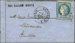 Etoile 9 / N° 37 Càd PARIS / R. MONTAIGNE 3 JANV. 71 5e Levée Sur Lettre PAR BALLON MONTE Pour Landerneau. Au Verso, Càd - Guerra Del 1870