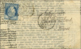 Etoile / N° 37 Càd PARIS (60) 4 JANV. 70 Sur Agence Havas Adressée Au Journal Courrier Du Gard à Nimes, Au Verso Càd D'a - War 1870