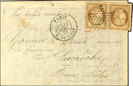 Etoile 24 / N° 36 Paire Càd PARIS / R. DE CLERY 11 JANV. 71 Sur Lettre Pour Lacrèche (Deux Sèvres). Au Verso, Càd D'arri - War 1870